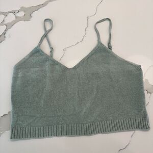 Women's Green Knit Crop Top